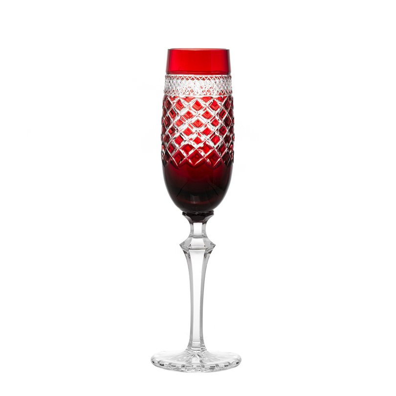 taa de cristal lapidado vermelho esclusiva sottile casa champagne