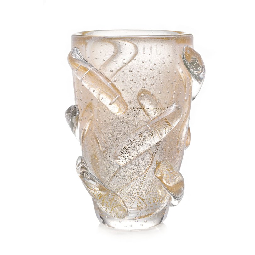 8497 48 CT vaso murano stick transparente com ouro