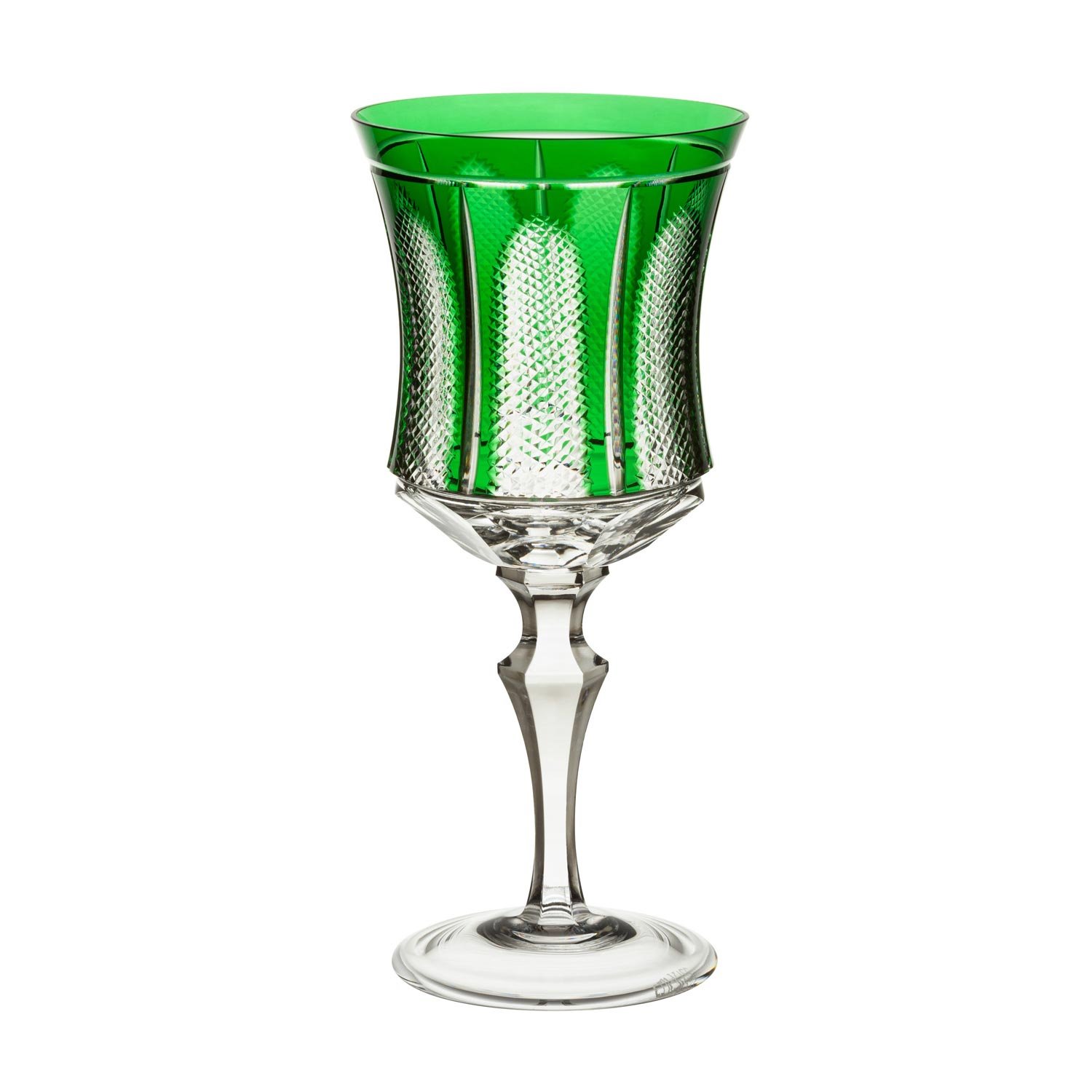 Taça de Cristal Lapidado - Verde Escuro - Sottile Casa