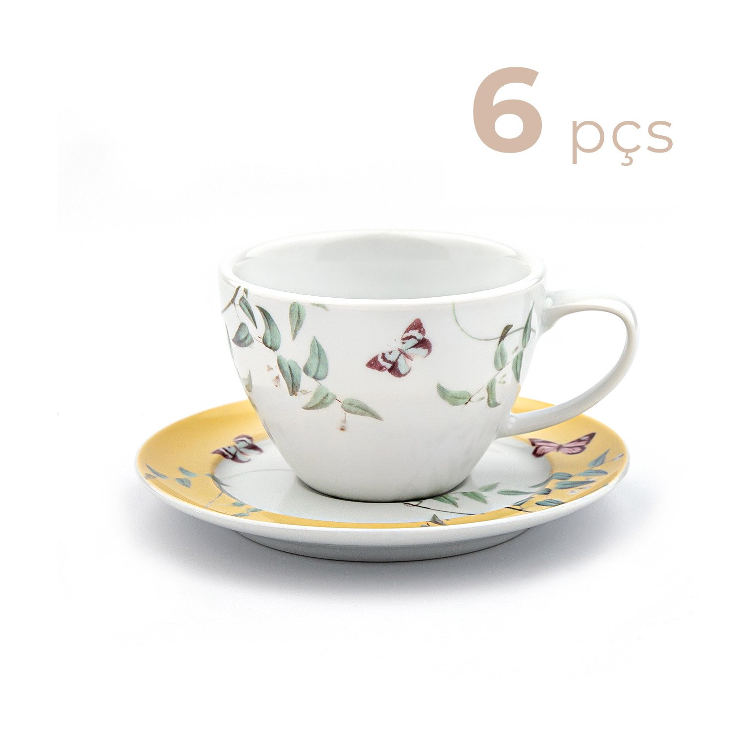 Jogo Chá Porcelana - Serve 6 Pessoas - 22 Peças - Pascoa