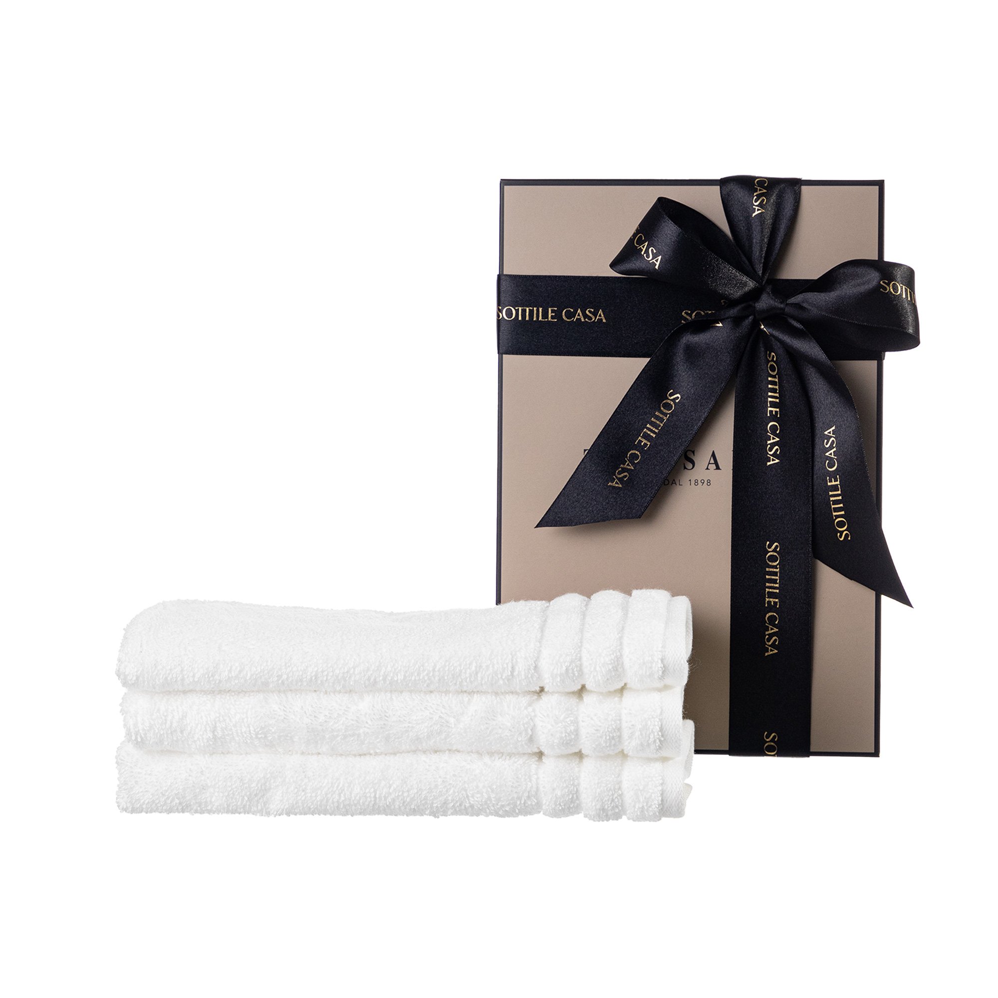 kit presente 3 toalhas lavabo trussardi imperiale branca still sottile casa