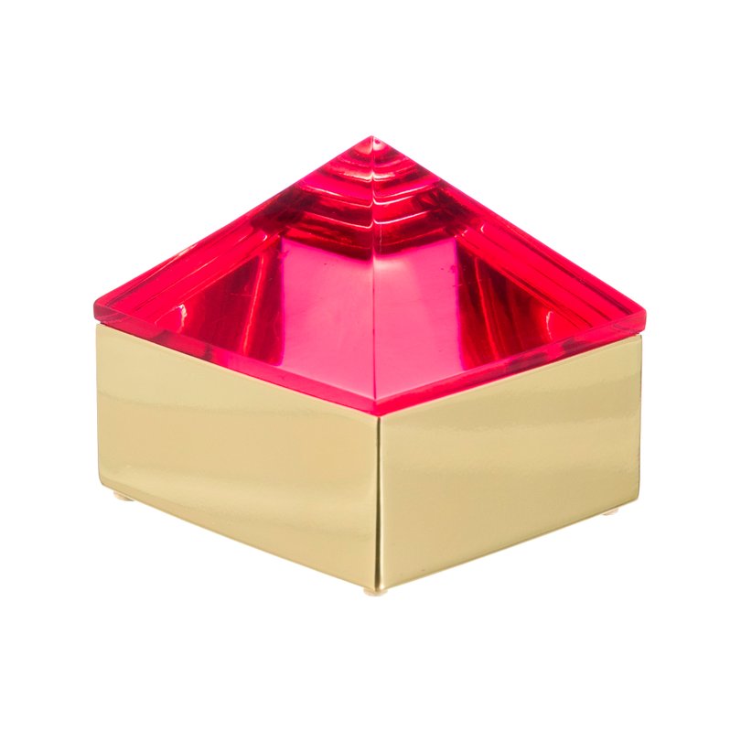 Caixa Decorativa Metal Dourado Tampo PirAmide Resina  FAcsia_sottile_casa