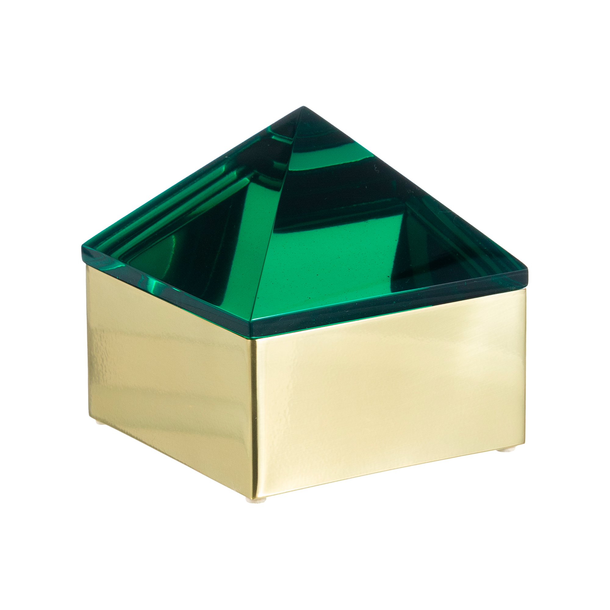 05 caixa decorativa metal dourado tampa piramide resina azul escuro