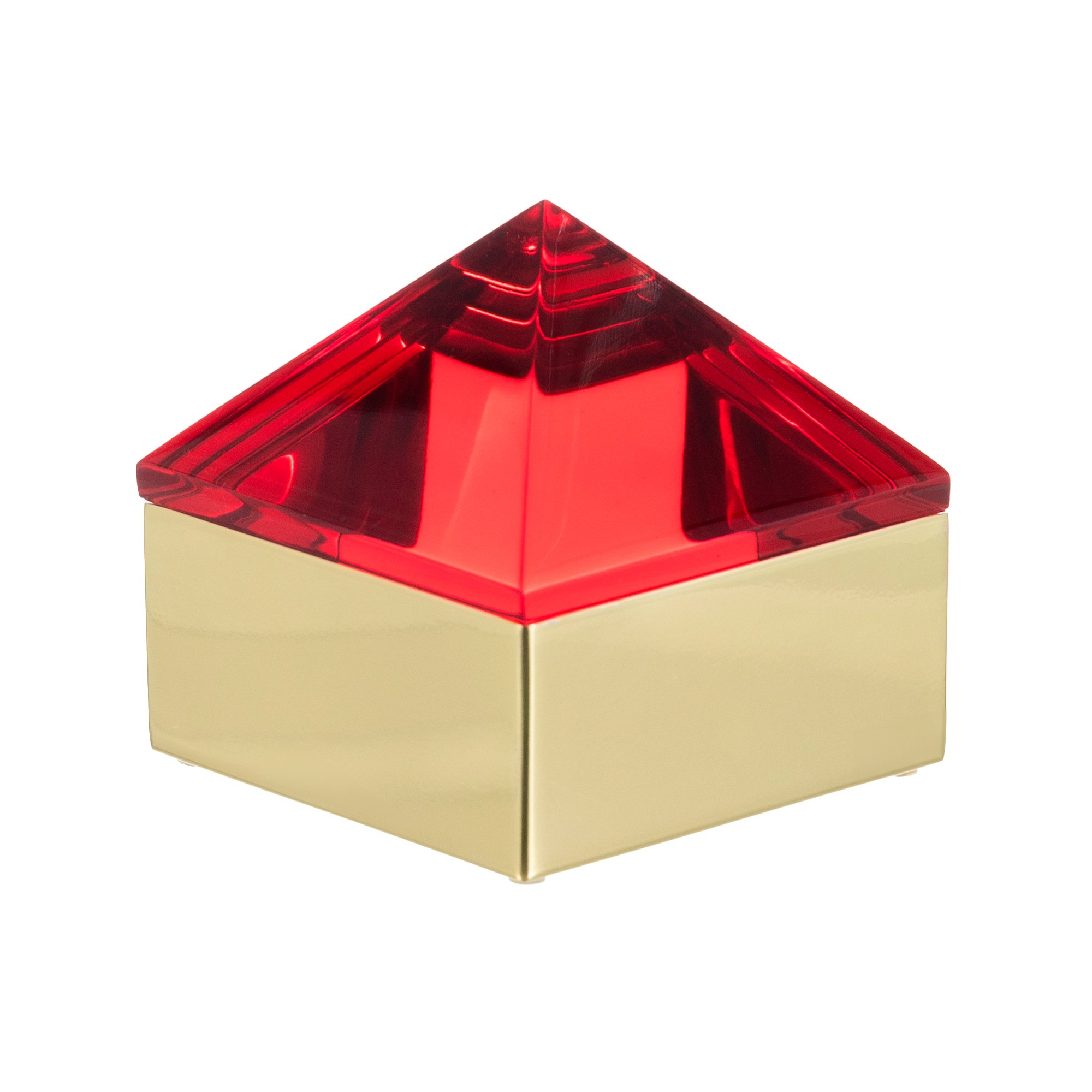 07 caixa decorativa metal dourado tampa piramide resina azul escuro