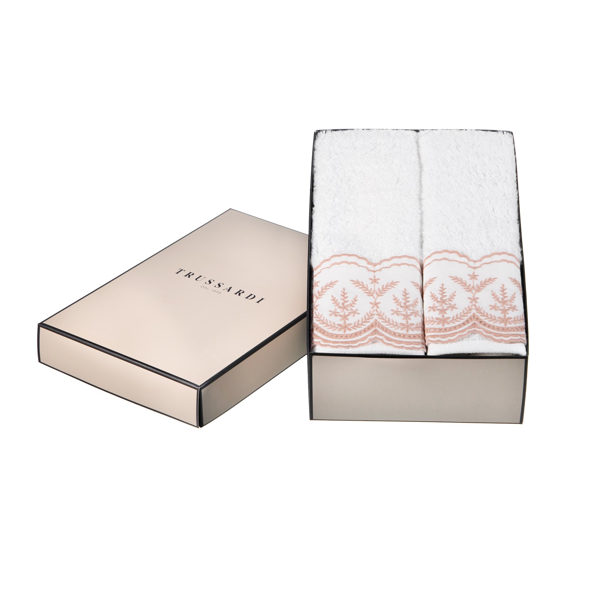 jogo de 2 toalhas de lavabo trussardi 100 algodao imperiale bordado c caixa de presente soft rose