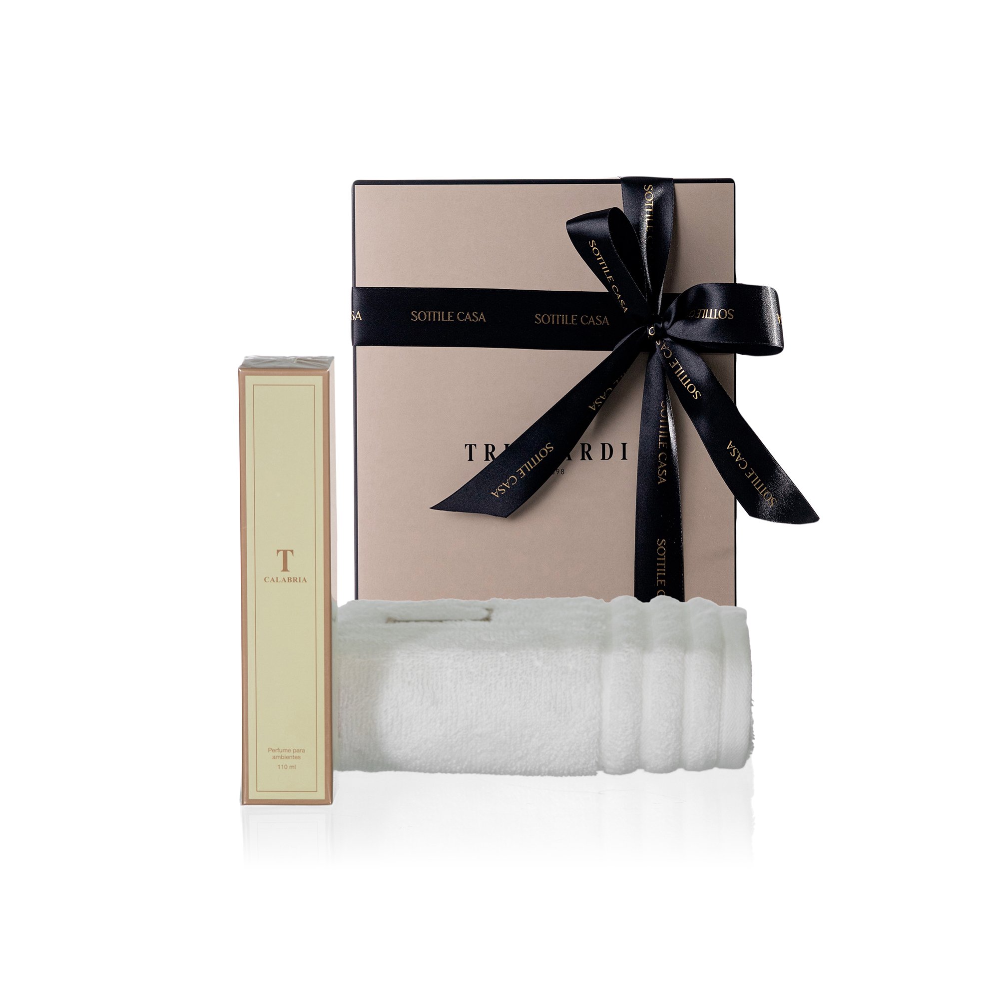 kit toalha de rosto 100 algodao trussardi imperiale branco com perfume para ambientes trussardi 110ml calabria com caixa de presente 2