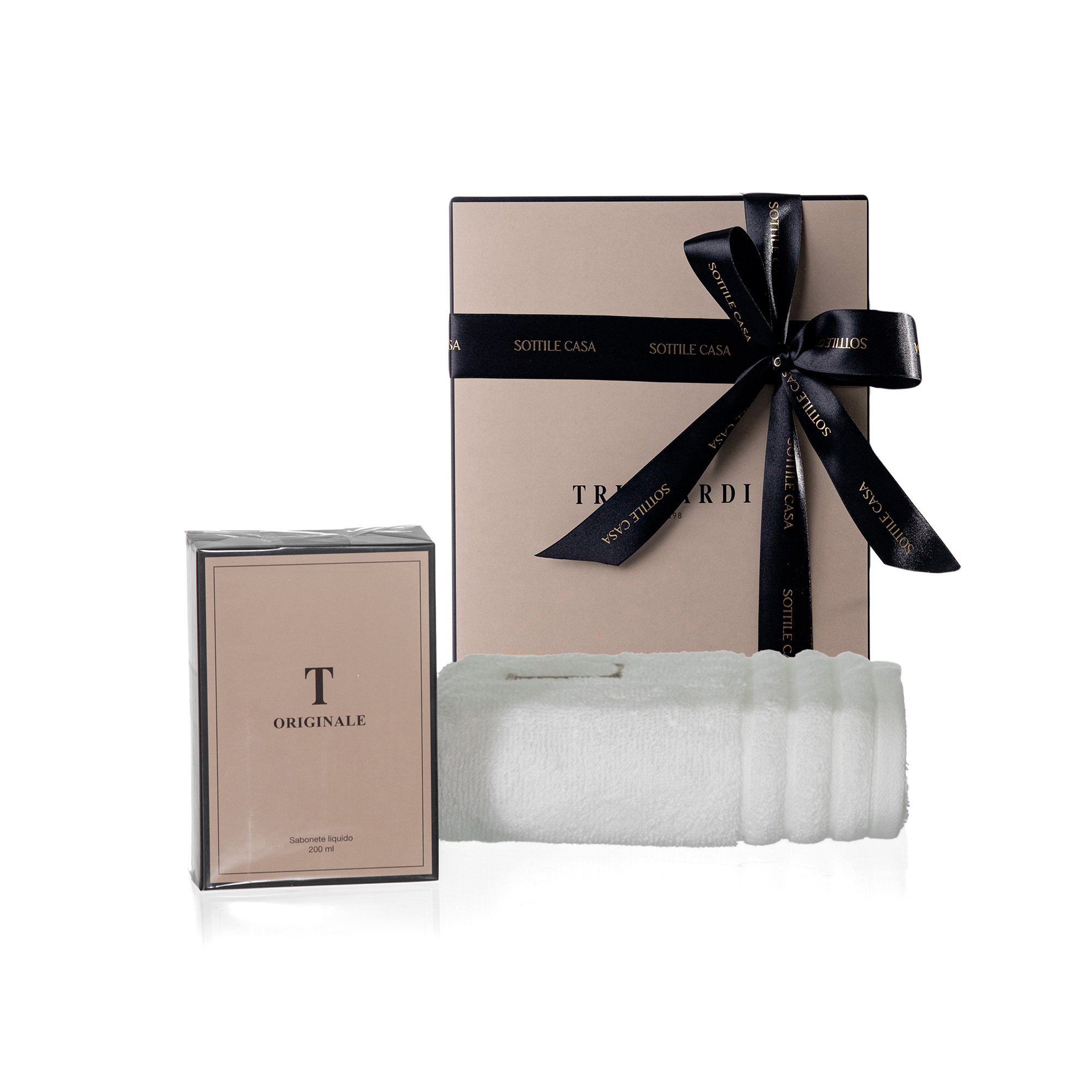 kit toalha de rosto 100 algodao trussardi imperiale branco com sabonete liquido trussardi 200ml originale com caixa de presente 2