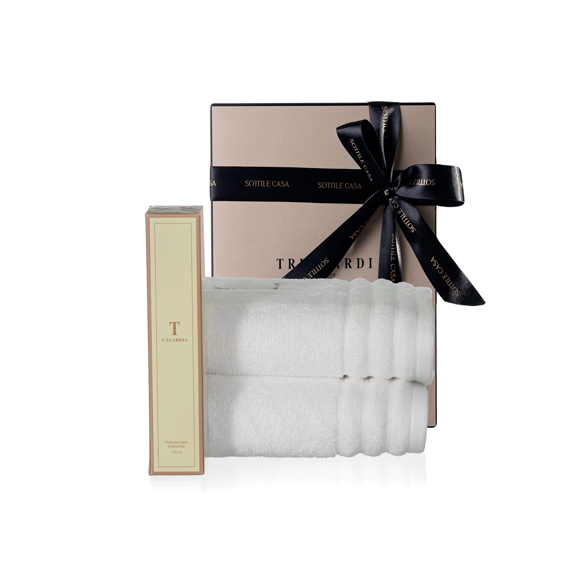 kit jogo 2 toalhas de lavabo algodao trussardi imperiale branco com perfume para ambientes trussardi 110ml calabria 3